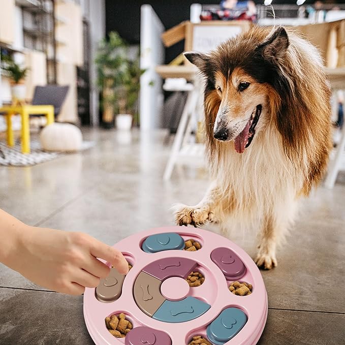 DR CATCH Dog Puzzles,Dogs Food Puzzle Feeder Toys for IQ Training &amp; Mental Enrichment,Dog Treat Puzzle(Pink)