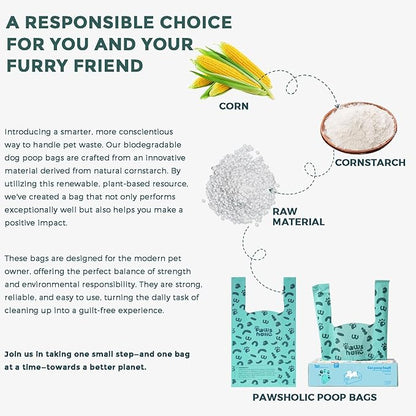 Poop Bags for Dog and Cat - Biodegradable 100% Leak-Proof Pet Waste Bags with Handle, 360 Count, Cornstarch Based Extra Thick, for Dog Poop and Cat Litter Disposal (Unscented)