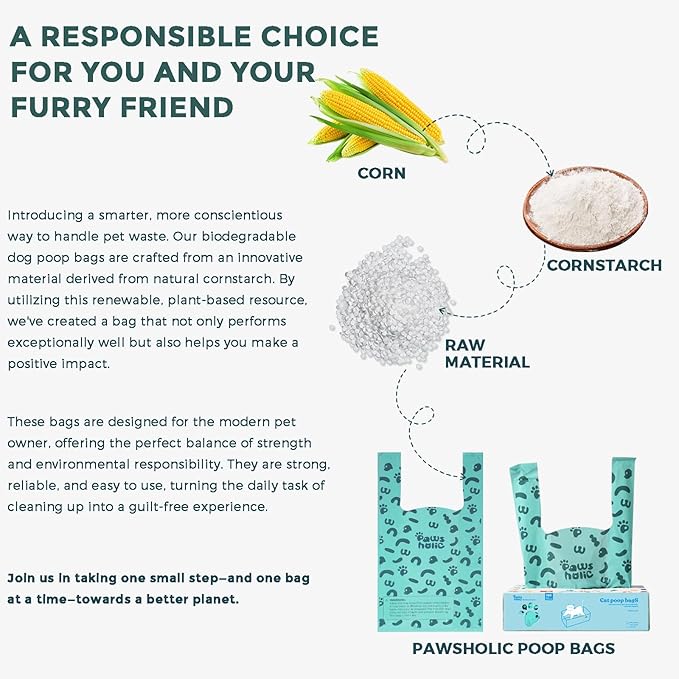 Cat Litter Bags and Dog Poop Bags with Handle, 180 Counts, Cornstarch Based Extra-Thick&amp;100% Leak Proof,Pet Waste Bag for Kitty and Doggie (Lavender Scented)