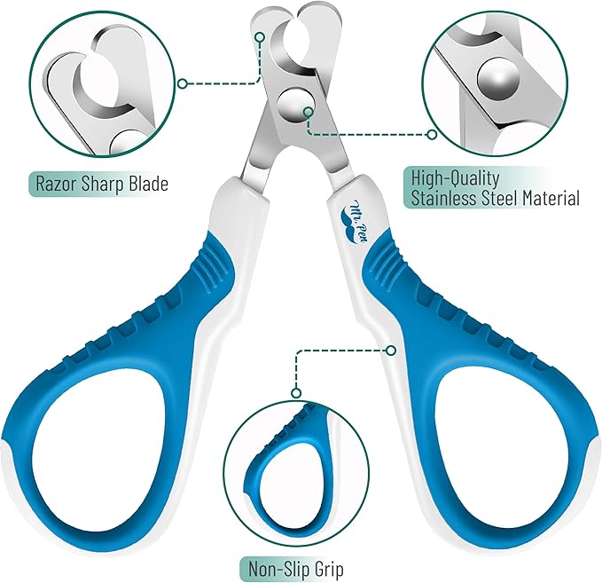 Mr. Pen Cat Nail Trimmer - Blue &amp; White, Cat &amp; Kitten Nail Clipper, Pet Claw Trimmer for Small Dogs