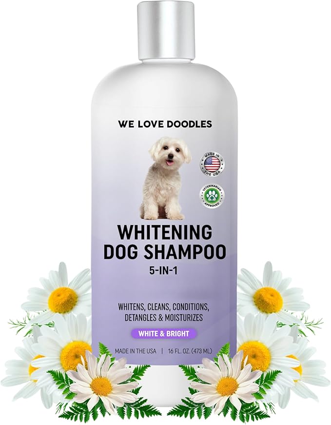 Whitening Dog Shampoo | Made in USA | Brightening Dogs Fur | White &amp; Bright Hair | Removes Stains &amp; Discoloration [We Love Doodles]