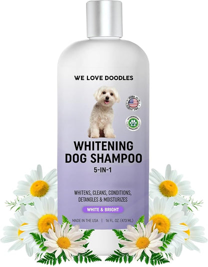Whitening Dog Shampoo | Made in USA | Brightening Dogs Fur | White &amp; Bright Hair | Removes Stains &amp; Discoloration [We Love Doodles]