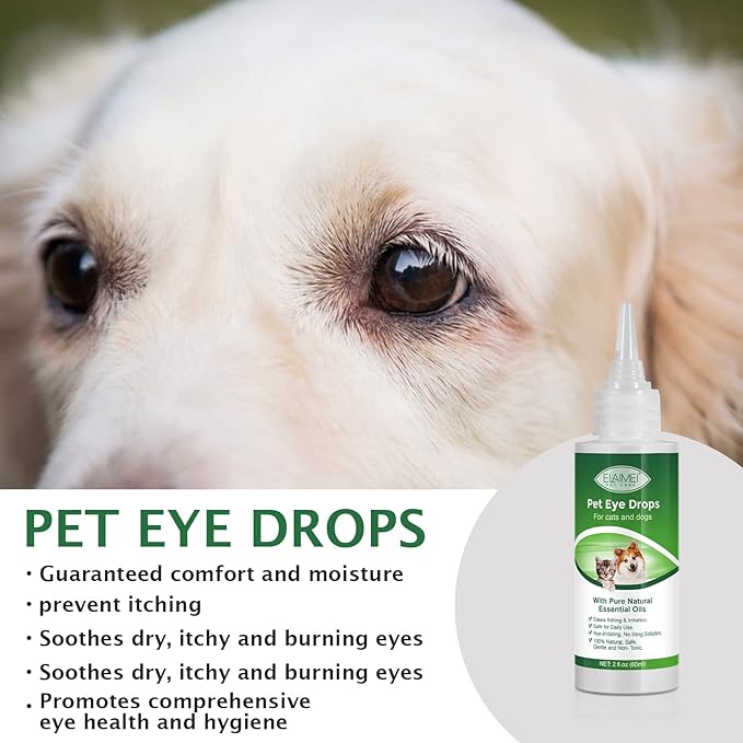 Dog Eye Drops, Eye Cleaner for Dogs &amp; Cats Supports Eyes Infection Relief, Redness &amp; Allergy Eyes Relief, Remove Tear Stain &amp; Eye Debris - Pet Eye Gentle Care Supplement Cats Drops for Eyes - 2 fl oz…
