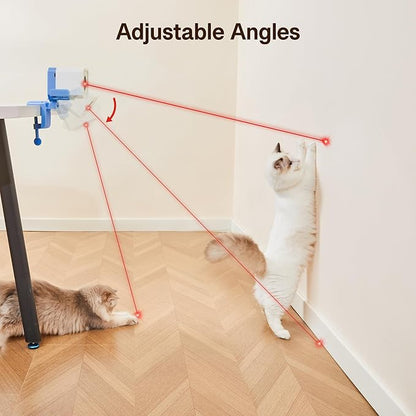 Potaroma Truly Random Cat Laser Toys, No Knock-Over Clamp, Automatic Chargeable Interactive Kitten Toy Indoor Exercise for All Breeds, Light Blue White