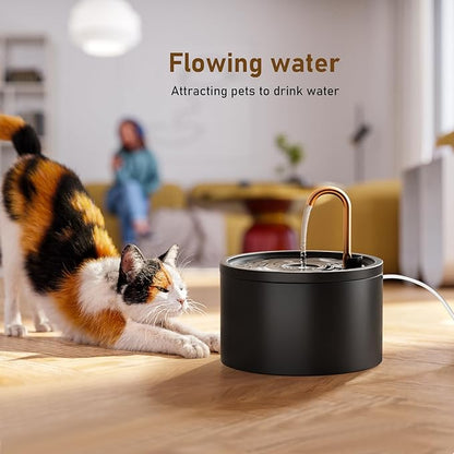DOOOB Ceramic Cat Water Fountain, 2.1L/71oz Ceramic Cat Fountain, Automatic Ceramic Water Fountain for Cats, Pet Water Fountain with Ultra-Quiet Pump and 3 Filters &amp; 3 Sponges (Black)
