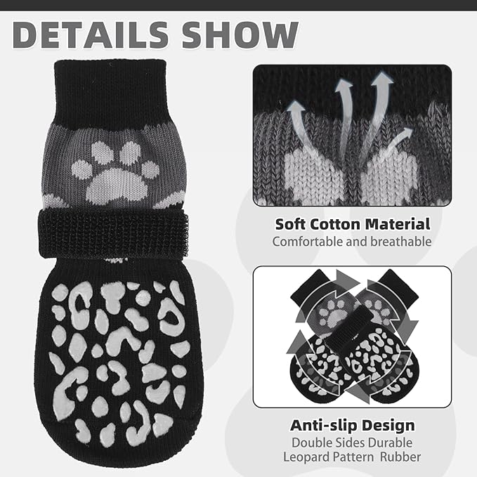 KOOLTAIL Dog Socks for Hot/Cold Pavement to Prevent Licking Paws Scratching,Anti Slip Pet Boots&amp;Paw Protector for Hardwood Floors,Traction Control Grip Booties for Small Medium Large Senior Dogs M