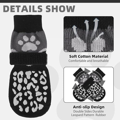 KOOLTAIL Dog Socks for Hot/Cold Pavement to Prevent Licking Paws Scratching,Anti Slip Pet Boots&amp;Paw Protector for Hardwood Floors,Traction Control Grip Booties for Small Medium Large Senior Dogs S