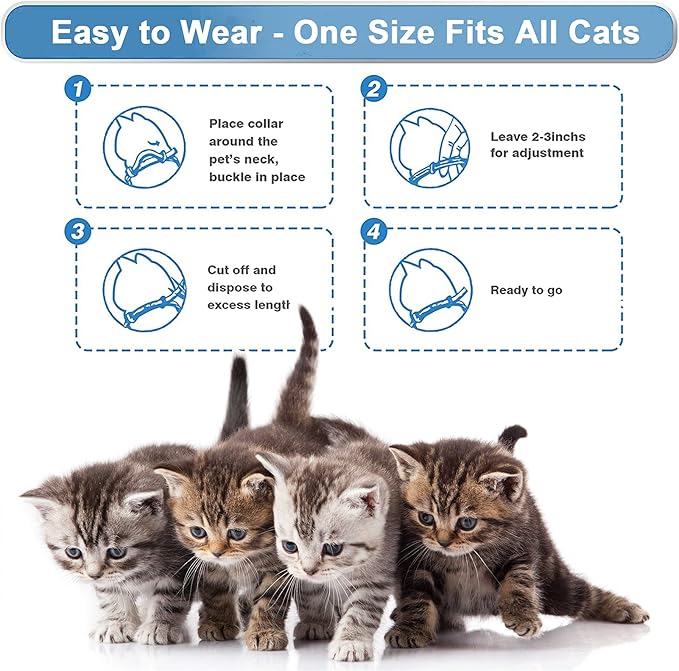 Wustentre 3 Pack Adjustable Anxiety Collar - Cat Calming Pheromones for Cats &amp; Kittens, Stress Reliever - Relaxing Comfortable Collar (Violet)