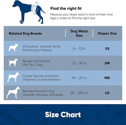 American Kennel Club Male Dog Wrap, Disposable Diapers with Wetness Indicator, X-Small, 50 Count