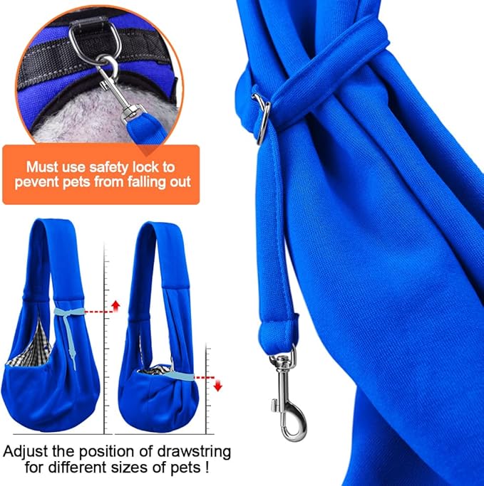 Tomkas Small Dog Sling Carrier - Classic Pocket &amp; Classic Strap - for 3-10 lbs Pets(Royal Blue)