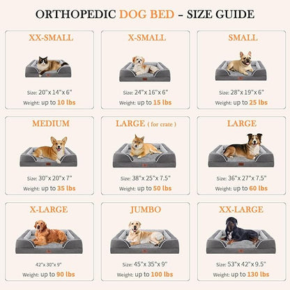 Comfort Expression Medium Dog Beds Waterproof Orthopedic Foam Dog Sofa Beds for Medium Large Dogs Comfy Pet Bed with Washable Removable Cover &amp; Non-Slip Bottom(Medium,Grey)