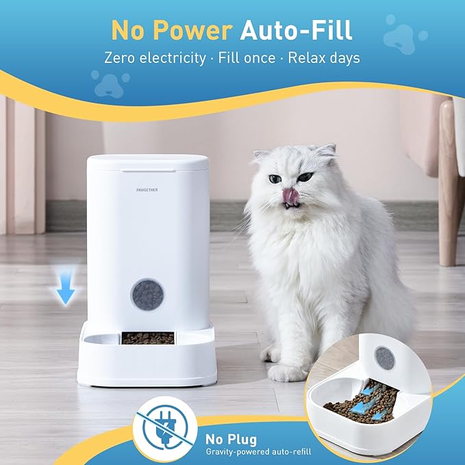 PAWGETHER® Gravity Cat Feeder, Self-Dispensing Dog Food Dispenser, Pet Food Station 1 Gallon/3.5L Capacity Automatic Pet Feeder Cat &amp; Dog Food Bowl, Easy to Fill