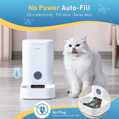 PAWGETHER® Gravity Cat Feeder, Self-Dispensing Dog Food Dispenser, Pet Food Station 1 Gallon/3.5L Capacity Automatic Pet Feeder Cat &amp; Dog Food Bowl, Easy to Fill