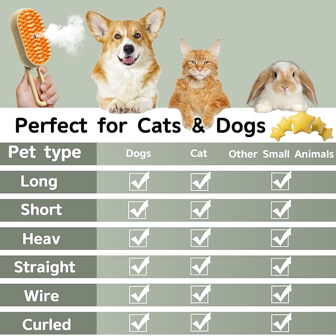 Cat Steam Brush for Shedding, 4 in 1 Rechargeable Pet Steam Brush for Dogs and Cats, Anti-Static, Massage, Cleaning, Shedding &amp; Combing All In One! (White)