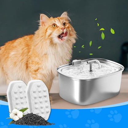 24 Pack Stainless Steel Cat Fountain Filters Compatible with Rellaty &amp; Fit for Neareal Cat Fountain 108oz/3.2L, Replacement for Automatic Pet Fountain Dog Water Dispenser