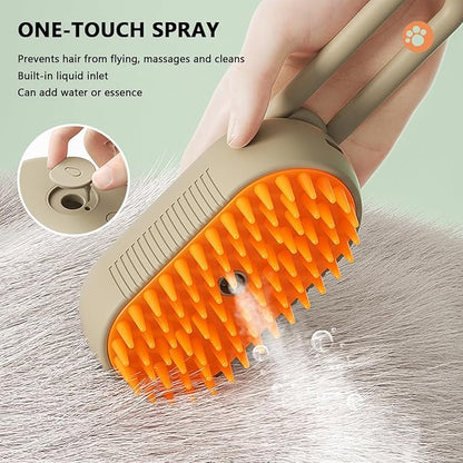 3 in 1 Cat Steam Brush, Pet Steam Cats Brushes Rechargeable Anti-Static Grooming Brushe, Vibration Massage Cleaning Shedding &amp; Combing Multifunctional Hair Removal Comb for Cats Dog (Khaki)