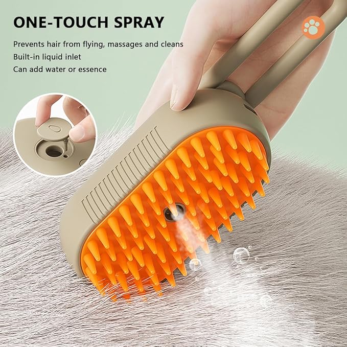 3 in 1 Cat Steam Brush, Pet Steam Cats Brushes Rechargeable Anti-Static Grooming Brushe, Vibration Massage Cleaning Shedding &amp; Combing Multifunctional Hair Removal Comb for Cats Dog (White)