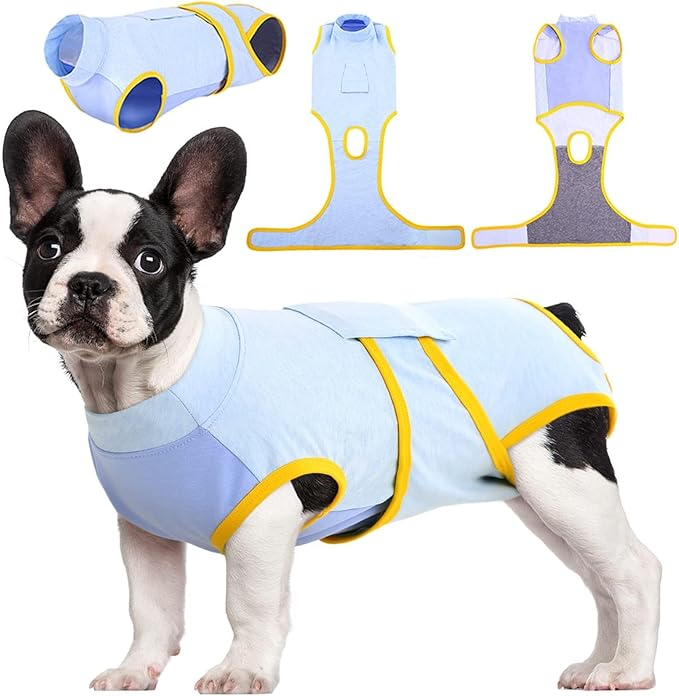 Kuoser Recovery Suit for Dogs Cats After Surgery, Professional Pet Recovery Shirt Dog Abdominal Wounds Bandages, Substitute E-Collar &amp; Cone,Prevent Licking Dog Onesies Pet Surgery Recovery Suit