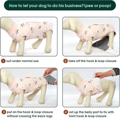 Kuoser Recovery Suit for Dogs Cats After Surgery, Professional Pet Recovery Shirt Dog Abdominal Wounds Bandages, Substitute E-Collar &amp; Cone,Prevent Licking Dog Onesies Pet Surgery Recovery Suit
