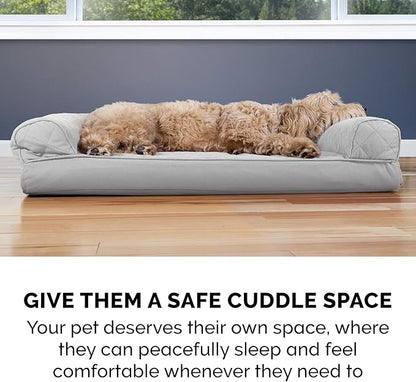 Furhaven Orthopedic Dog Bed for Large Dogs w/ Removable Bolsters &amp; Washable Cover, For Dogs Up to 95 lbs - Quilted Sofa - Silver Gray, Jumbo/XL