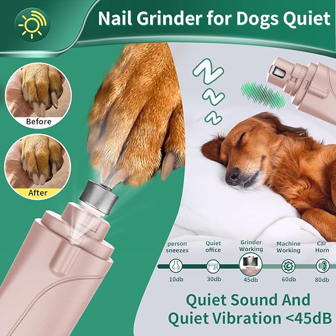 Dog Nail Clippers &amp; Cat Nail Clipper with Catcher, 2 in 1 Dog Nail Trimmers &amp; Grinder with Light for Large Small Dogs Cats,Silent Groom Pro Claw Trimmer, Rechargeable Dogs Nails Grinder Quiet