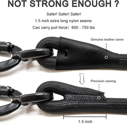 Rope Dog Leash with Two Handles, 6 Foot Heavy Duty Dog Leash with Aviation Aluminum Auto Locking Carabiner, Strong Nylon Pet Lead for Small, Medium, Large Dogs (Navy Blue, 6FT-Two Handle)