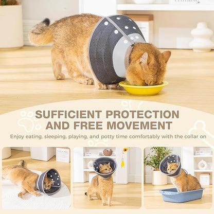 Avont Cat Cone Collar Soft to Stop Licking, Adjustable Foldable Lightweight Kitten Recovery Collar After Surgery for Small Dogs, Elizabeth Cone of Shame Alternative -Darkgrey(L)