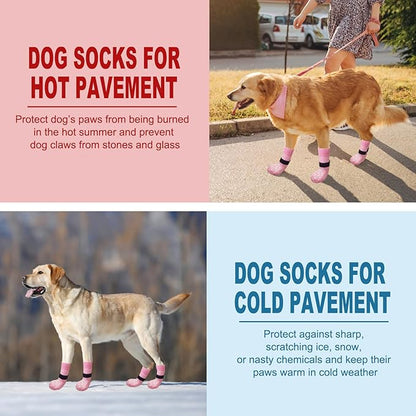 EXPAWLORER Anti Slip Dog Socks to Prevent Licking Paws, Dog Shoes for Hot Pavement, Dog Booties for Small Medium Large Senior Dogs, Traction Control Dog Boots &amp; Paw Protectors for Hardwood Floors