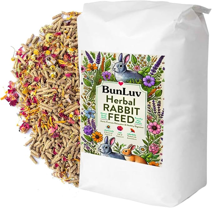 Pampered Chicken Mama Herbal Rabbit Feed 25 LB Bag: Premium Rabbit Food Made with Timothy Hay &amp; Organic Herbs