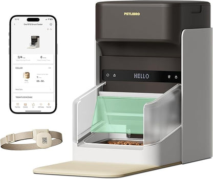 PETLIBRO RFID Automatic Cat Feeder, Collar Tag-Activated Personalized Meals, 5G&amp;2.4G Wi-Fi Programmable Cat Food Dispenser with Cats Recognition &amp; Diet Tracking for Multi-Pet Homes and Different Diets