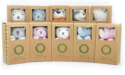 100% Organic Cotton Baby Toys Bunny Rabbit Stuffed Animals Bulk 7.1" (3pcs/Set)