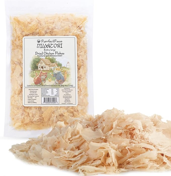 Purrfectpaws Premium Dried Chicken Flakes: Delicious Treats for Dogs &amp; Cats - All-Natural and High in Protein - 4oz Bag