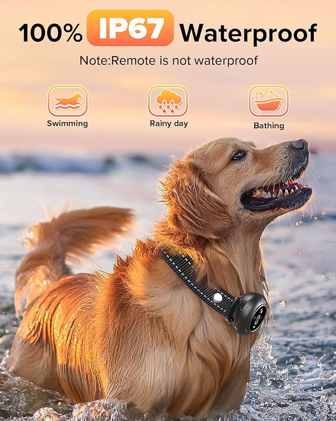 XDX 2-in-1 Dog Shock Collar &amp; Bark Collar – 3300FT Dog Training Collar with Remote, Automatic Anti-Barking, 5 Adjustable Sensitivity Levels, IP67 Waterproof E-Collar for Small Medium Large Dogs
