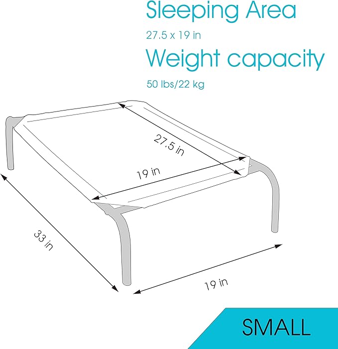 PHYEX Raised Pet Cot for Small Pets, Elevated Dog Bed with Breathable Mesh, Sturdy Steel Frame for Indoor &amp; Outdoor Use, Non-Slip Design, Easy Clean, 33-Inch Blue
