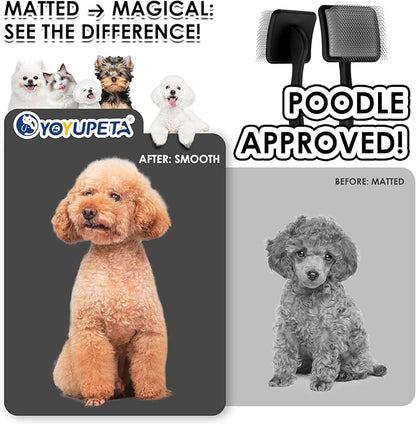 Large Slicker Brush for Dogs - 3PC Pet Grooming Kit - Undercoat Rake &amp; Stainless Comb | Long Pins Remove Mats on Poodles, Golden, Labradoodles | Thick Coat Deshedder for Dogs, Cats, Black