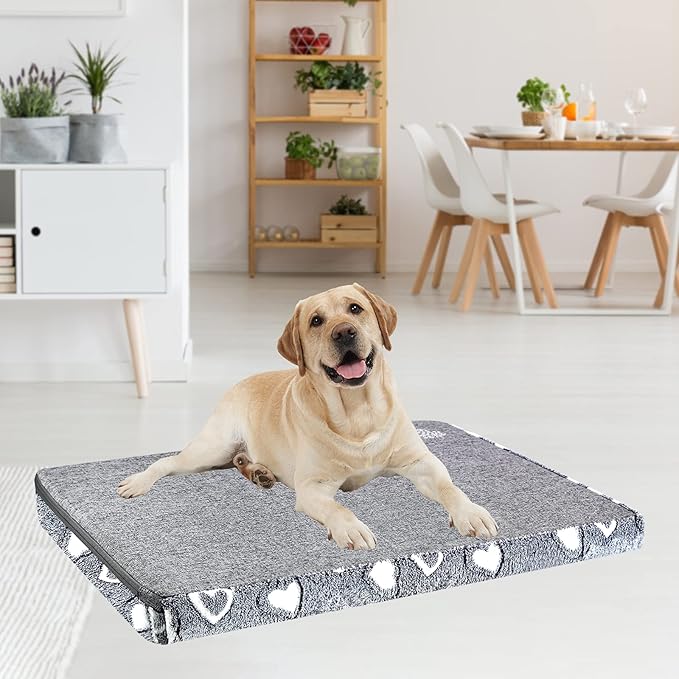 VANKEAN Stylish Dog Bed for Crate - Reversible Cool &amp; Warm, Waterproof Inner, Firm Support, Machine Washable, XXL to Small, Grey