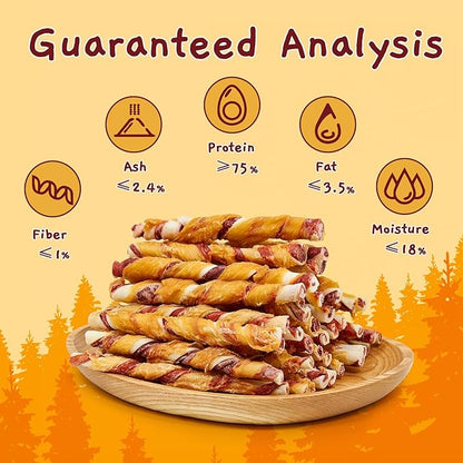 Jungle Calling Dog Treats, Natural Chicken Wrapped Rawhide Sticks, Grain-Free Training Rewards Chews for Small and Medium Puppy,10.6oz