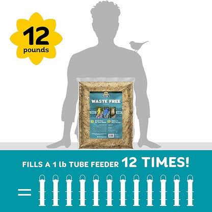 Audubon Park Waste Free Wild Bird Seed –12 lb. No Mess Blend with Sunflower Hearts &amp; Peanut Pieces – Bird Food for Outside Feeders