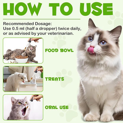 3-in-1 Probiotics for Cats with Digestive Enzymes &amp; Prebiotics – Supports Gut Health, Immune System &amp; Diarrhea Relief – 60ml for Cats of All Ages