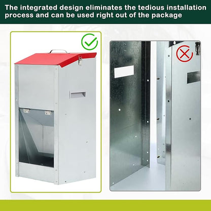No Installation Large Galvanized Automatic Dog Feeder with Handle 25 Lbs Large Breed Dog Food Dispenser 11.5&