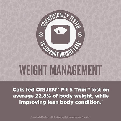 ORIJEN Fit &amp; Trim Grain Free High Protein Premium Dry Cat Food 4lb Bag