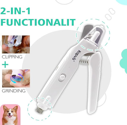 2-in-1 Dog &amp; Cat Nail Clipper and Grinder,LED Lights &amp; Safety Guard for Large Medium Small Dogs Cats Claw Trimmer,Claw Grooming Tool for for Cats and Small Dogs