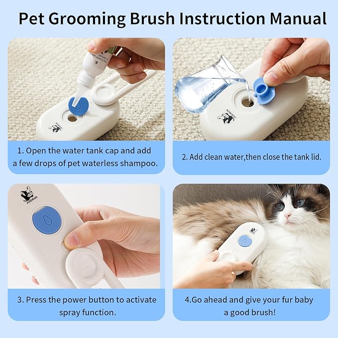 Cat Steam Brush for Shedding,4 in 1 Grooming Brush for Cats and Dogs,Deshedding,Massage,Cleaning &amp; Anti-Static All In One,Suitable for Long &amp; Short Haired Pets,Includes Waterless Shampoo,Yelow