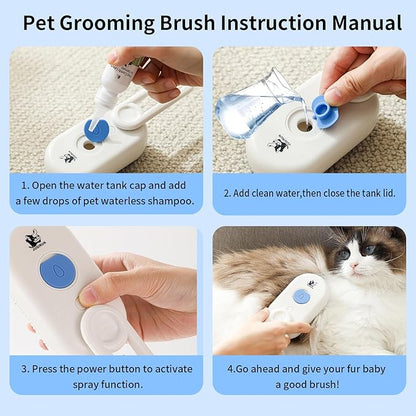Cat Steam Brush for Shedding,4 in 1 Grooming Brush for Cats and Dogs,Deshedding,Massage,Cleaning &amp; Anti-Static All In One,Suitable for Long &amp; Short Haired Pets,Includes Waterless Shampoo,Yelow