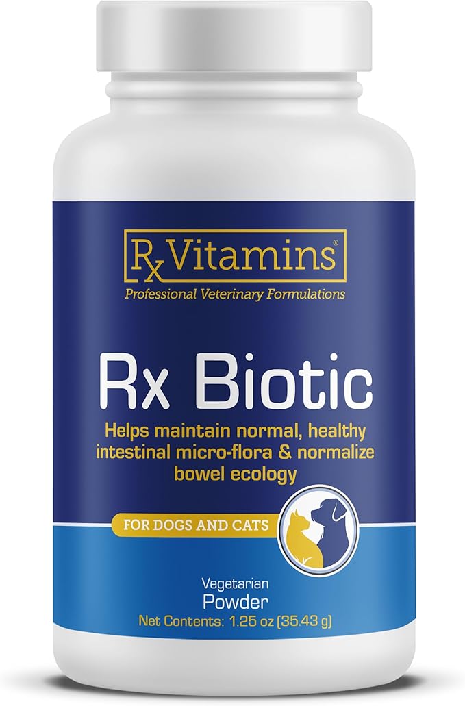 Rx Vitamins Rx Biotic - Probiotic Powder for Dogs and Cats - Cat Digestive Support &amp; Probiotic for Dogs Gut Health - Dog Probiotics for Digestive Health - 1.25oz