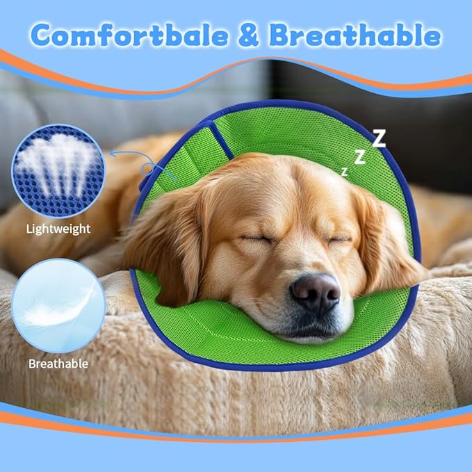 Dog Cone Soft Recovery Collars &amp; Cones After Surgery for Medium Large Dogs, Comfy Ecollars to Stop Licking, Adjustable, Dog Ecollars for Recovery Fabric: Soft Comfort, Ecollars of Shame Alternatives