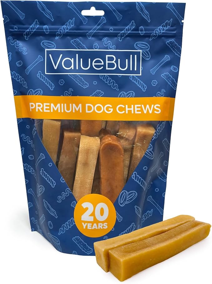 ValueBull Himalayan Yak Cheese Dog Chews, Large, 10 ct - Long Lasting for Aggressive Chewers, All Natural, Healthy &amp; Safe, Low Odor Nepal Yak Milk Chews