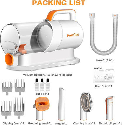 Pet Grooming Kit with Vacuum, All-in-1 Professional Deshedding Tools for Dogs &amp; Cats - Low Noise Dogs Vacuum Cleaner with 2L Large Capacity Dust Cup for Shedding Pet Hair
