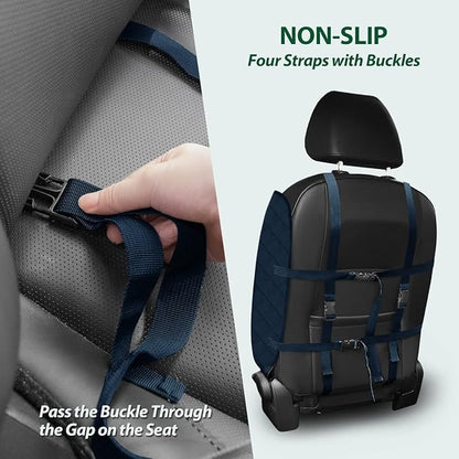 Dog Car Front Seat Cover with Side Flaps &amp; Buckle Straps for Pet, 100% Waterproof 600D Oxford Single Seat Protector Heavy Duty Quilted Scratch Proof, Universal Size for SUV Truck, Blue