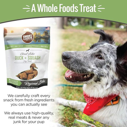 Smart Cookie All Natural Soft Dog Treats - Duck &amp; Squash - Training Treats for Dogs with Allergies or Sensitive Stomachs - Grain Free Dog Treats, Chewy, Human-Grade, Made in USA - 5oz Bag